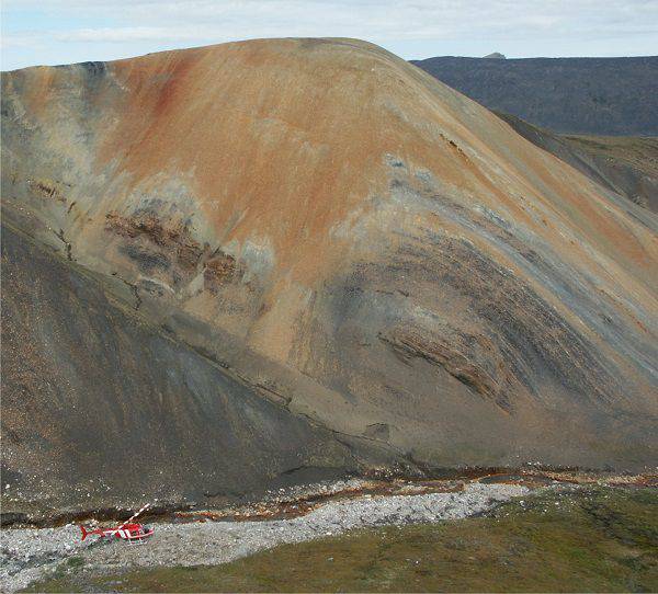 Organic rich Cretaceous mudstone and tuff, Hue Creek, eastern Brooks Range