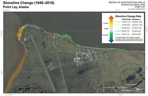 Shoreline change Point Lay, Alaska